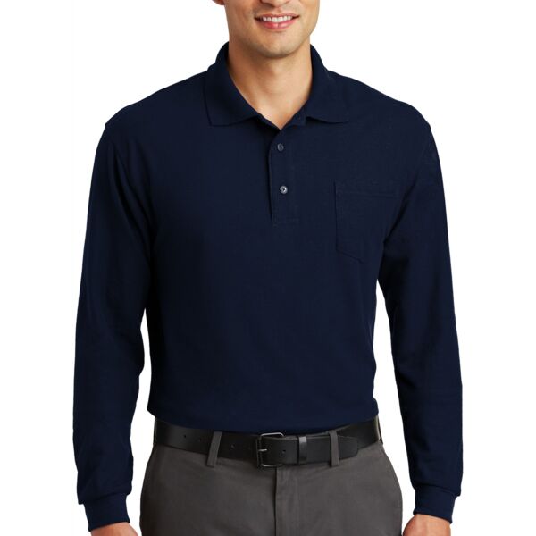 Sew N Stitches - Long Sleeve Silk Touch™ Polo with Pocket Thumbnail