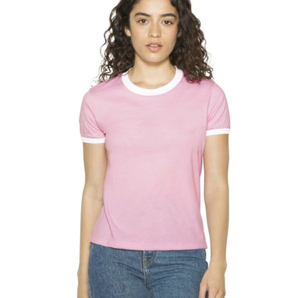 SEW N STITCHES - AMERICAN APPAREL -Women’s 50/50 Ringer Tee Thumbnail