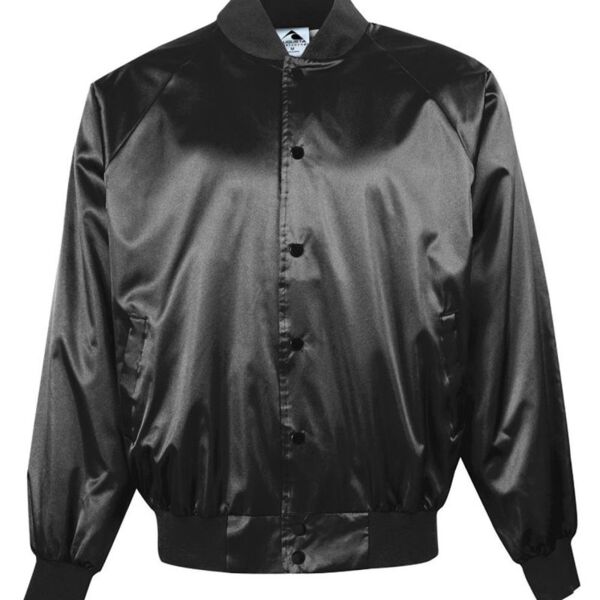 SEW N STITCHES - AUGUSTA Satin Baseball Jacket with Solid Trim Thumbnail